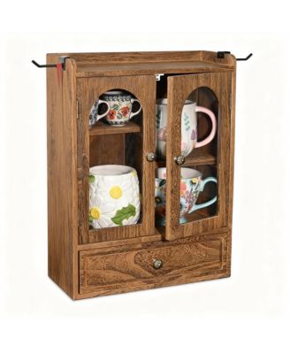 Wooden Storage Cabinet with Adjustable Shelves, Hooks, Drawer for Bathroom Vanity