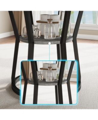 47 in" Round Dining Table for 4, Farmhouse Dining Room Circle Dinner Table,Space Saving Wood Kitchen & Dining Room Furniture