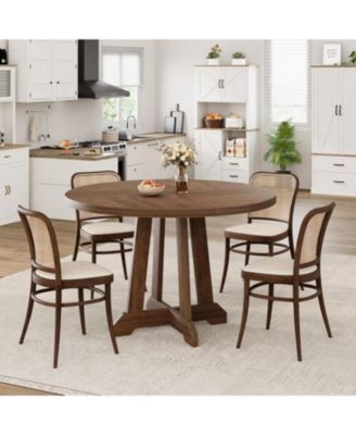 Round Dining Table for 4 to 6 People, 47" Round Dining Table, Wooden Kitchen Table with Sturty Legs, Dining Room Table for Dining Room, Kitchen
