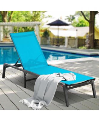 Outdoor Patio Chaise Lounge Chair with Adjustable 5-Position Backrest