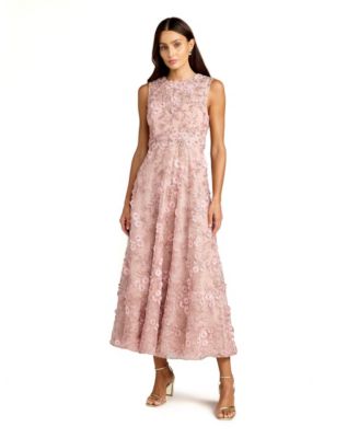 Petite Floral Embroidered High Neck Midi Dress