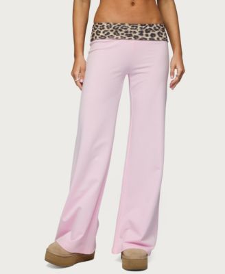 Women's Leopard Foldover Pants