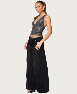 Women's Isabela Sequin Sheer Lace Tank Top