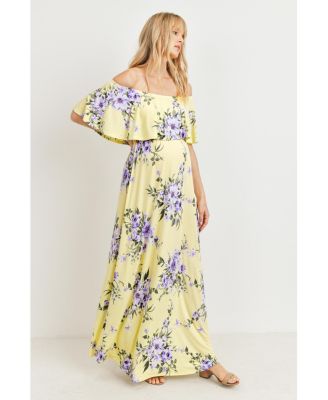Maternity Off-Shoulder Ruffled Maxi Dress