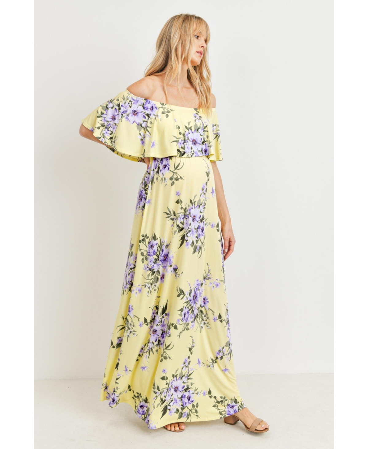 Hello Miz Maternity Off-Shoulder Ruffled Maxi Dress