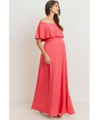 Maternity Off-Shoulder Ruffled Maxi Dress