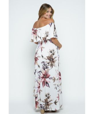 Maternity Off-Shoulder Ruffled Maxi Dress