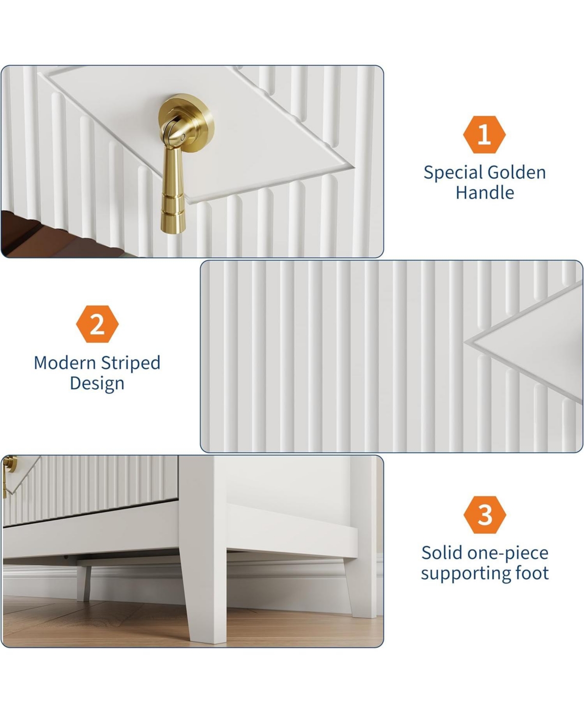 Gaomon 47.2" Wide Fluted Dresser - 6-Drawer Chest with Metal Handles, Bedroom