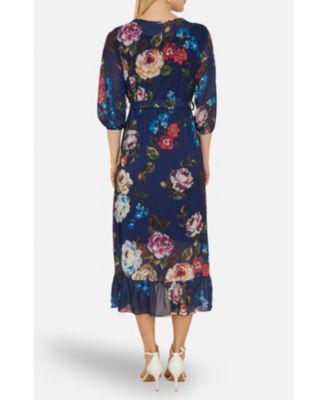 Women's Watercolour Dip Hem Midi Wrap Dress