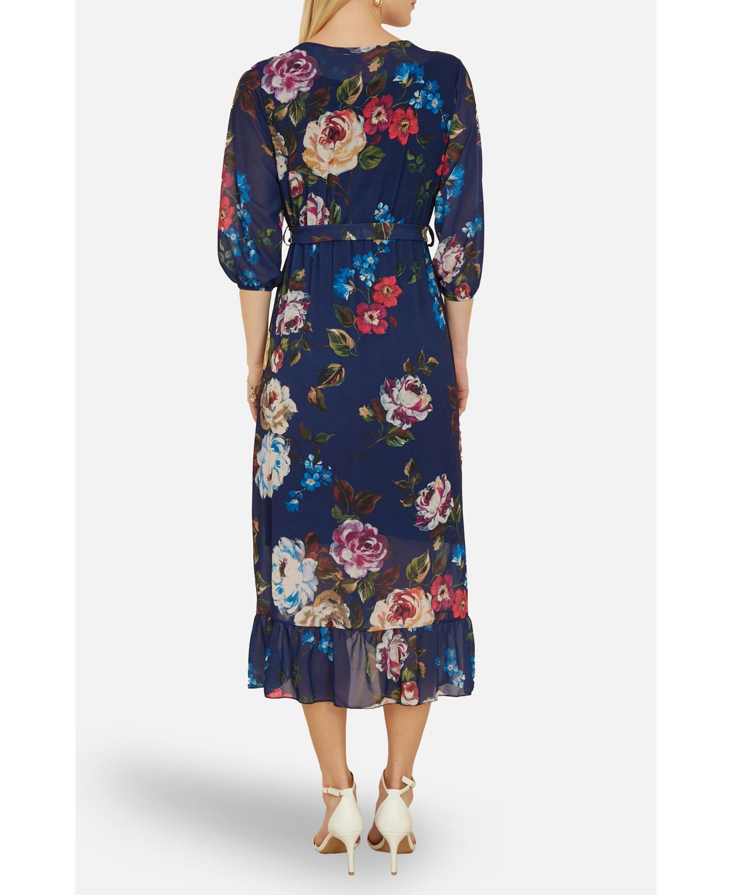 Women's Watercolour Dip Hem Midi Wrap Dress