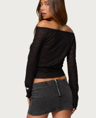 Women's Alef Sheer Lace Off Shoulder Top