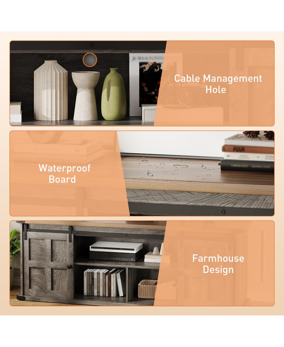 Gaomon Farmhouse Tv Stand for 75 Inch Tv