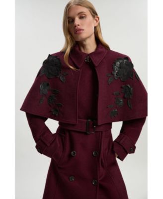 Women's Tailored Funnel-Neck Cape Midi Coat