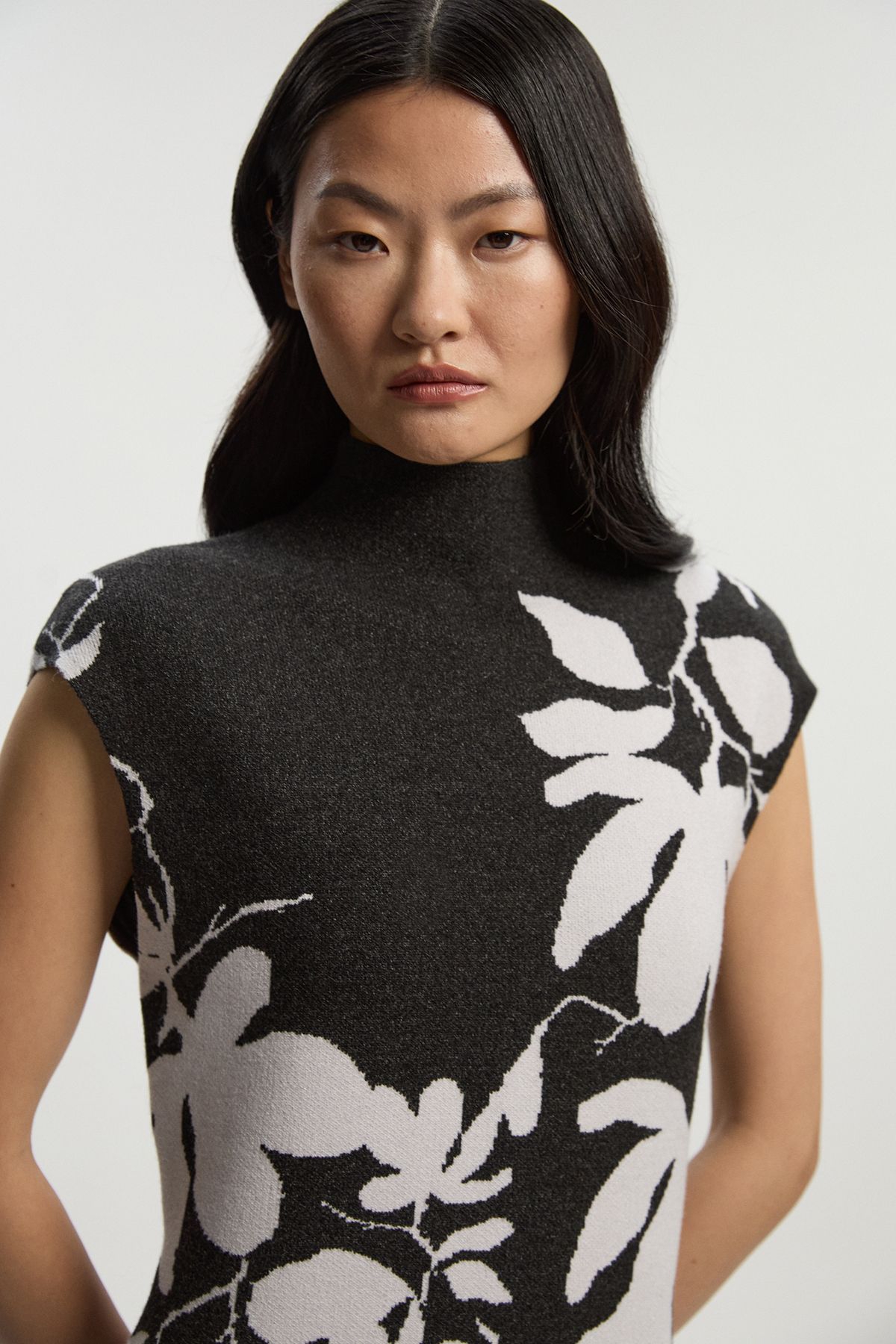 Karen Millen Women's Jacquard Floral Knitted Maxi Dress