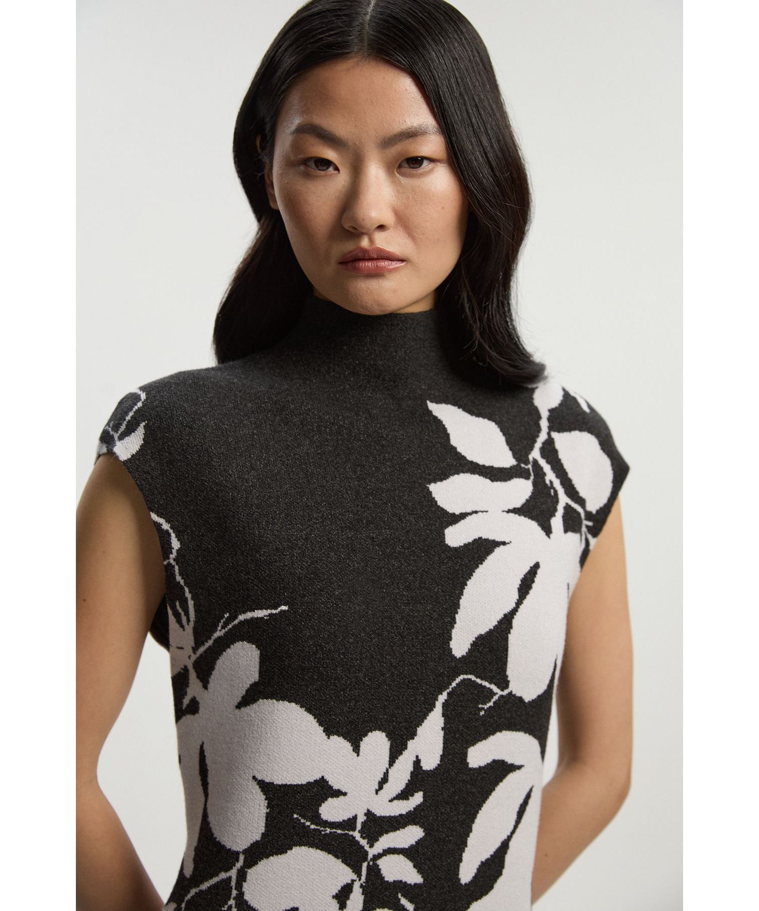 Women's Jacquard Floral Knitted Maxi Dress