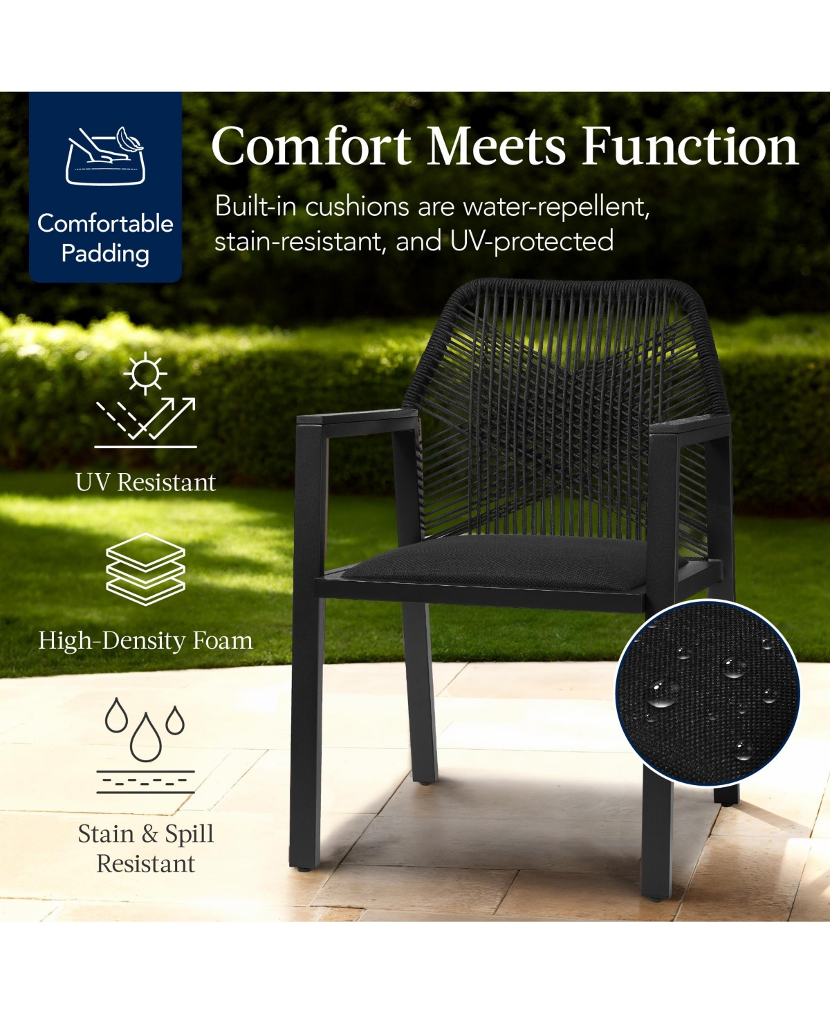 Best Choice Products Set of 2 Indoor/Outdoor Aluminum Woven Rope Dining Chairs w/ Armrests