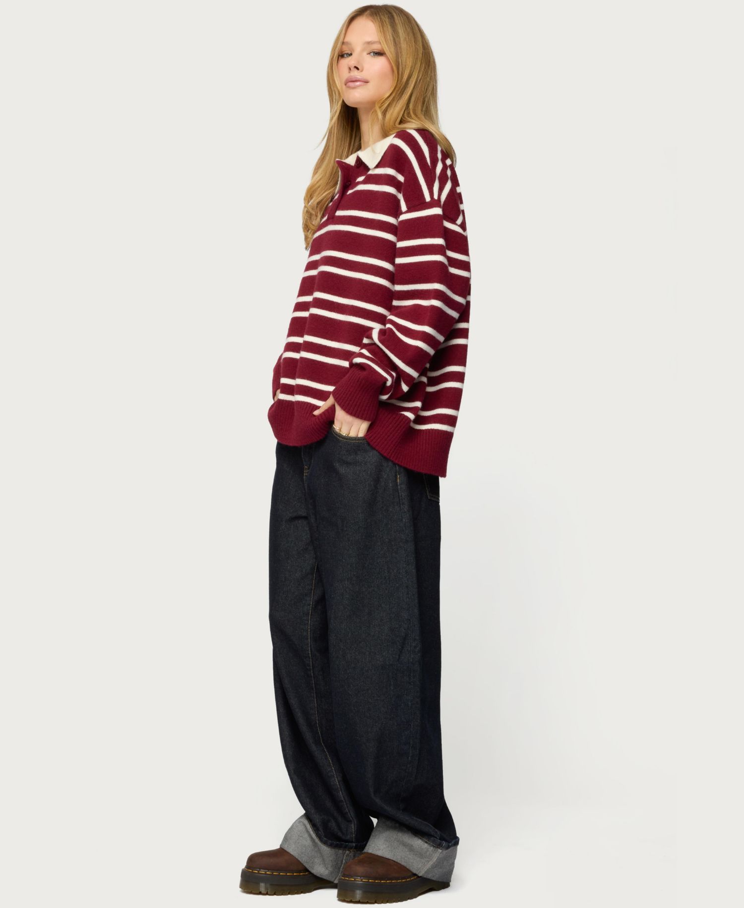 Women's Rilynn Striped Polo Sweater