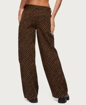Women's Zebra Print Low Rise Baggy Jeans