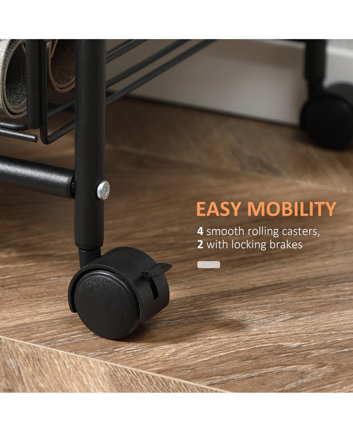 Homcom 24" 3-Level Kitchen Cart Utility Organizer w/ 2 Storage Shelves, Wheels