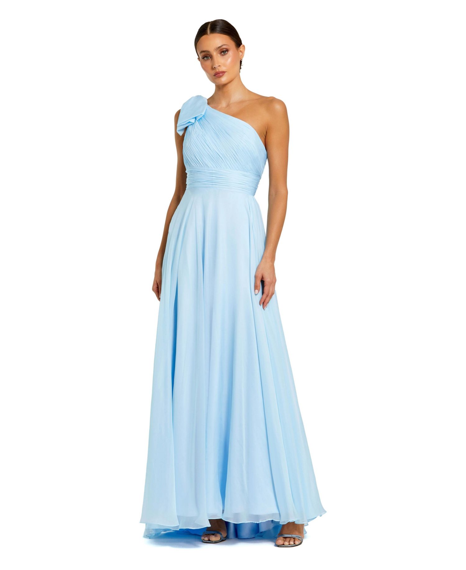Women's Pleated One Shoulder Chiffon Gown