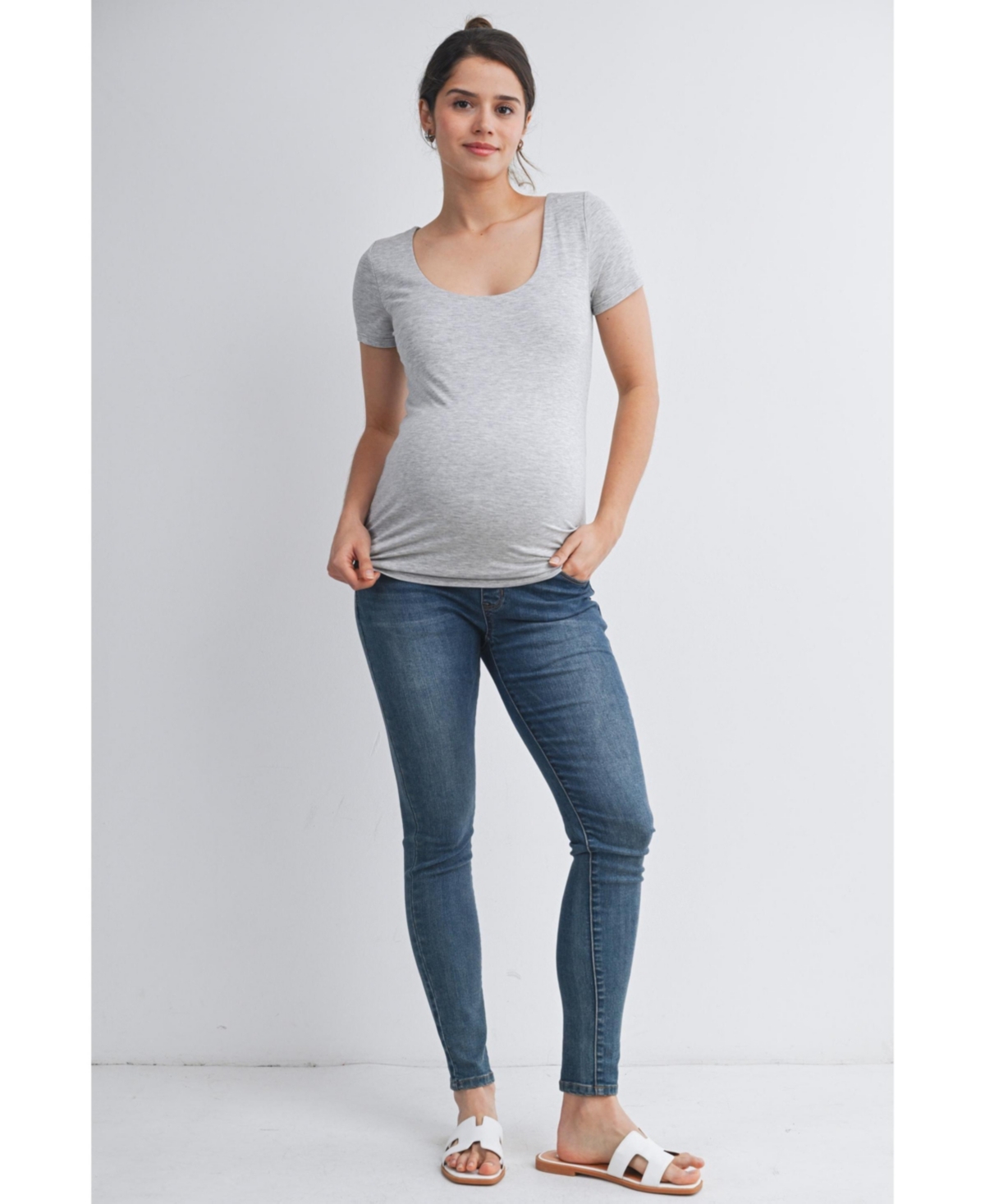 Hello Miz Maternity Scoop Neck Short-Sleeve Fitted T-Shirt