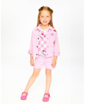 Girls Denim Jacket with Embroidered Patches