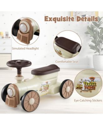 Kids Ride-On Toy Car with Steering Wheel and Whistle Button