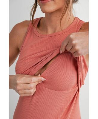 Women's Maternity Nursing Ribbed Tank Top with Lift-Up Panel