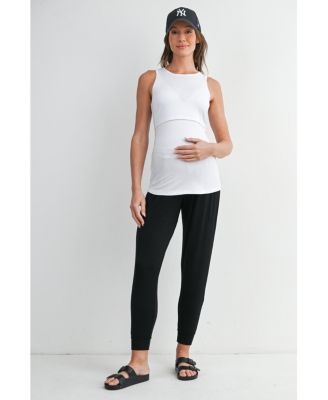 Women's Maternity Nursing Ribbed Tank Top with Lift-Up Panel
