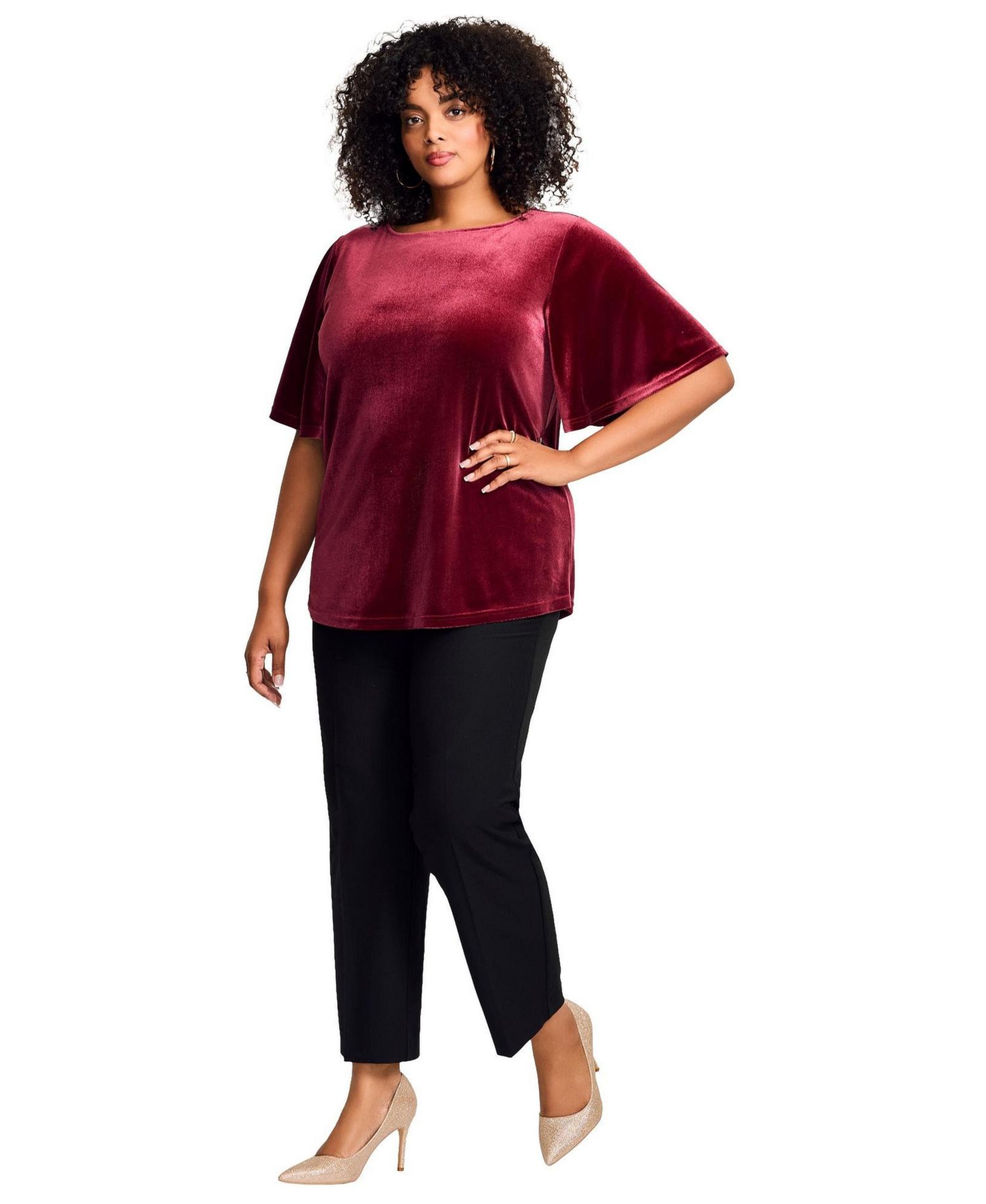 Plus Size Kimono Velour Sleeve Tee