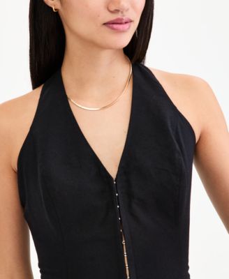 Women's Smocked-Back Linen-Blend Vest, Macy's Exclusive