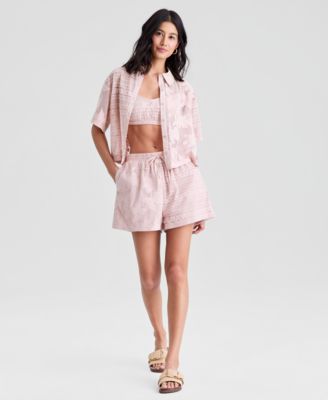 Women's Button-Front Lace Camp Shirt