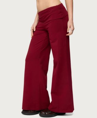 Women's Wide Leg Fold Over Pants