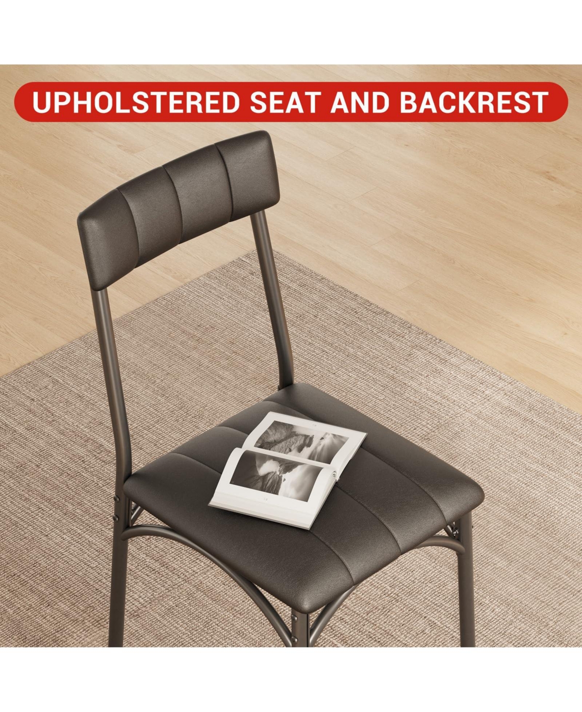 gaomon Dining Table Set, 1 and 2 Upholstered Chairs, for Breakfast Nooks Small Rooms, Ideal Kitchen