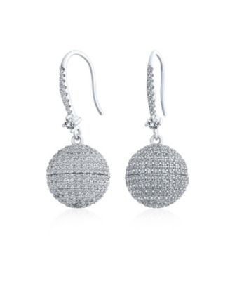 Modern Cocktail Pave CZ Statement Disco Ball Earrings Cubic Zirconia