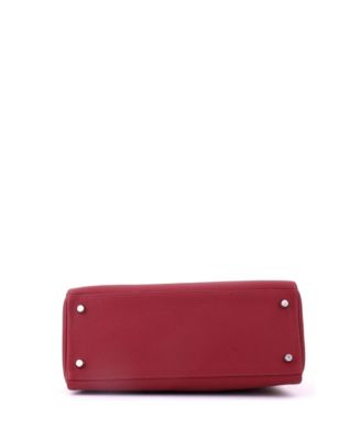 Kelly 28 Handbag Red Togo with Palladium Hardware