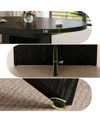 43.3"–59" Extendable Round to Oval Hidden Storage Dining Table – Modern Cross Base Design