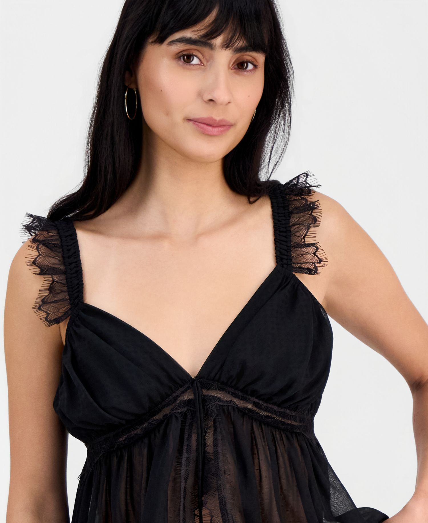 Women's Lace-Trim Handkerchief-Hem Tank Top