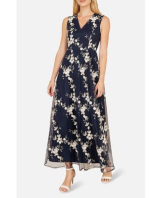 Women's Mesh Embroidered Maxi Dress