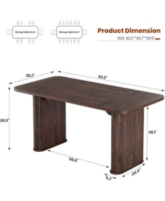 62" Large Dining Table, Set for 6-8 People, Kitchen Dining Table with Grille Design, Suitable for Dining, Home, Office, Living