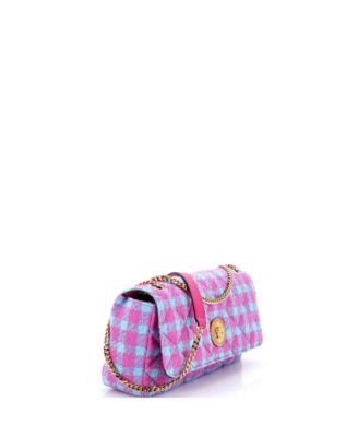 East West Medusa Icon Chain Flap Bag Quilted Tweed