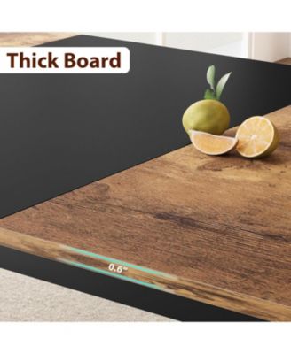 Industrial Long Dining Table for 6–8 People, 78.7 Inch Wooden Kitchen Table with Sturdy Metal Frame