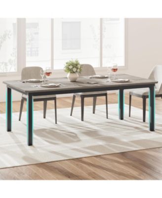 Industrial Long Dining Table for 6–8 People, 78.7 Inch Wooden Kitchen Table with Sturdy Metal Frame