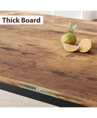 Industrial Long Dining Table for 6–8 People, 78.7 Inch Wooden Kitchen Table with Sturdy Metal Frame