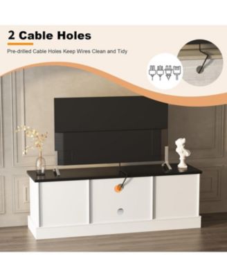 Farmhouse TV Stand for 65 Inch TVs, Entertainment Center with Storage Cabinets, Modern Media Console Table