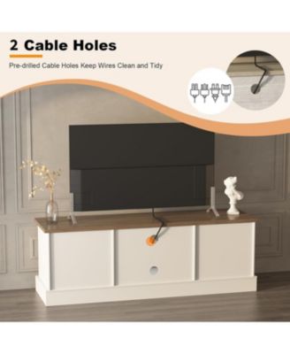 Farmhouse TV Stand for 65 Inch TVs, Entertainment Center with Storage Cabinets, Modern Media Console Table