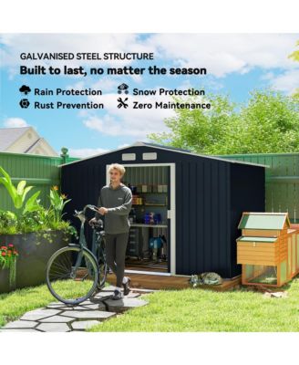 9' x 6' Storage Shed Garden Tool House w/ Vents Doors Dark