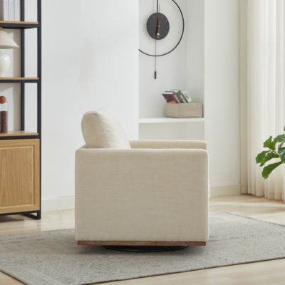 Square Swivel Accent Chair, Chenille Upholstered Leisure Chair, 360° Rotation Comfy Armchair