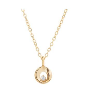 Mini Halo Round Pendant Necklace in 14k Gold Finish