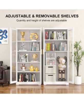 Tempered Glass Cabinet, Thickened Metal, Storage & Display, Safety Lock, Easy Assembly